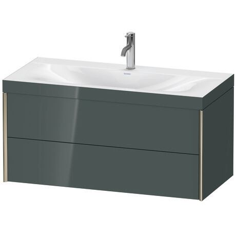 Duravit Xviu 39" x 20" x 19" Two Drawer C-Bonded Wall-Mount Vanity Kit With One Tap Hole, Dolomite Gray (XV4616OB138C)