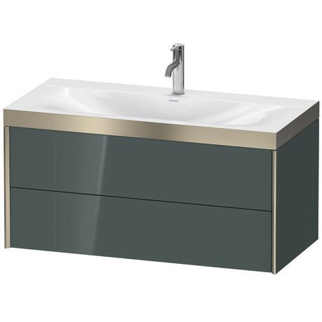 Duravit Xviu 39" x 20" x 19" Two Drawer C-Bonded Wall-Mount Vanity Kit With One Tap Hole, Dolomite Gray (XV4616OB138P)