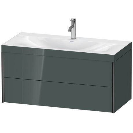 Duravit Xviu 39" x 20" x 19" Two Drawer C-Bonded Wall-Mount Vanity Kit With One Tap Hole, Dolomite Gray (XV4616OB238C)