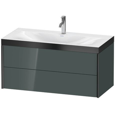 Duravit Xviu 39" x 20" x 19" Two Drawer C-Bonded Wall-Mount Vanity Kit With One Tap Hole, Dolomite Gray (XV4616OB238P)