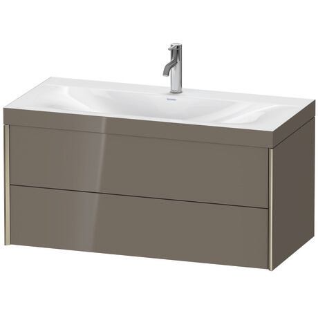 Duravit Xviu 39" x 20" x 19" Two Drawer C-Bonded Wall-Mount Vanity Kit With One Tap Hole, Flannel Gray (XV4616OB189C)