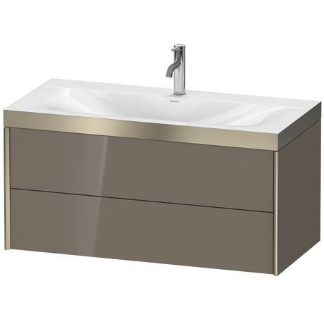 Duravit Xviu 39" x 20" x 19" Two Drawer C-Bonded Wall-Mount Vanity Kit With One Tap Hole, Flannel Gray (XV4616OB189P)