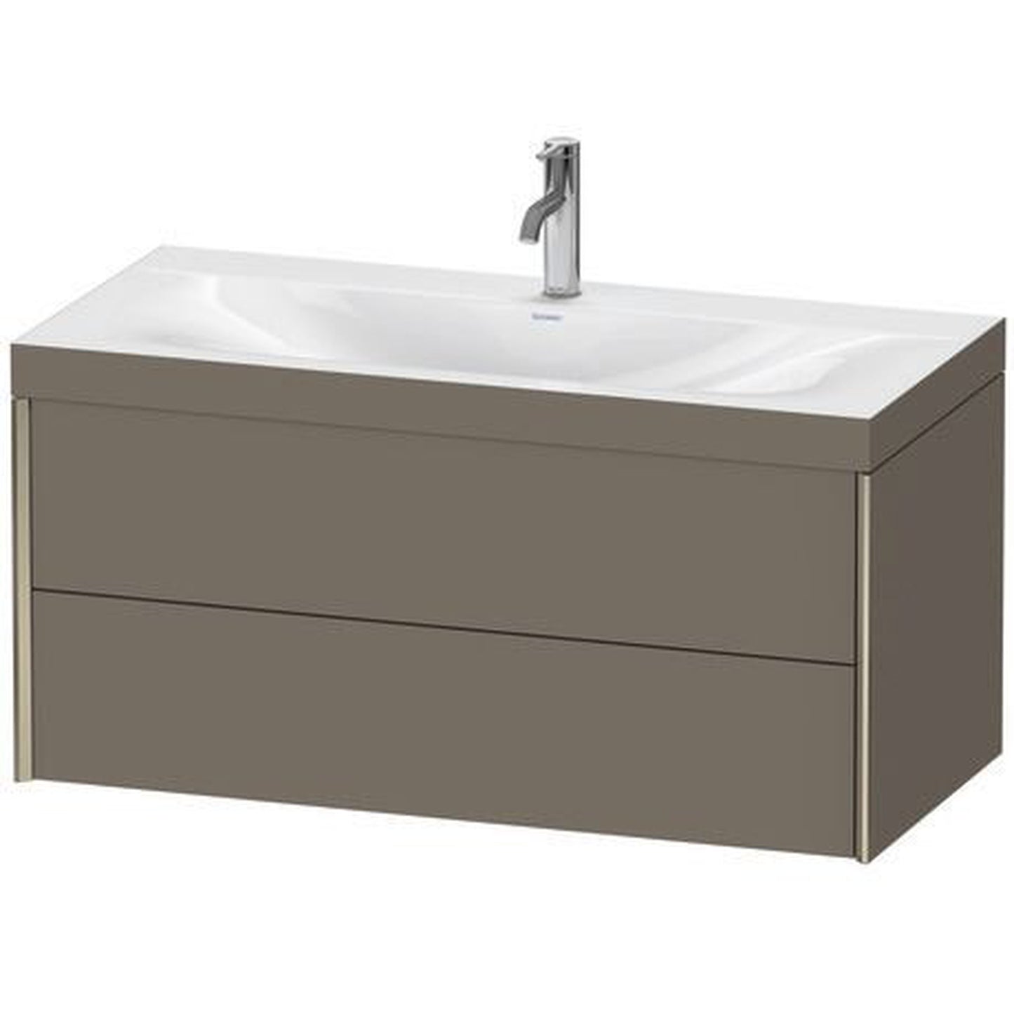 Duravit Xviu 39" x 20" x 19" Two Drawer C-Bonded Wall-Mount Vanity Kit With One Tap Hole, Flannel Gray (XV4616OB190C)