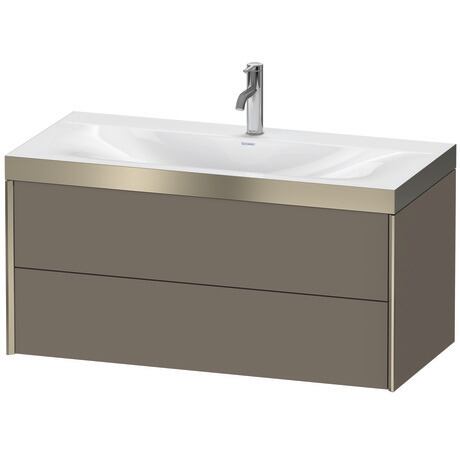 Duravit Xviu 39" x 20" x 19" Two Drawer C-Bonded Wall-Mount Vanity Kit With One Tap Hole, Flannel Gray (XV4616OB190P)