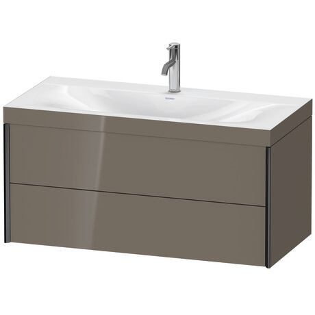 Duravit Xviu 39" x 20" x 19" Two Drawer C-Bonded Wall-Mount Vanity Kit With One Tap Hole, Flannel Gray (XV4616OB289C)