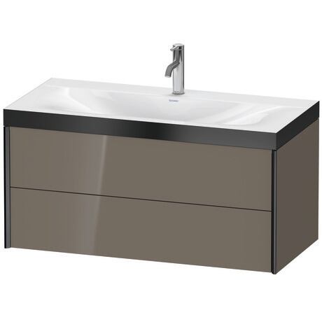 Duravit Xviu 39" x 20" x 19" Two Drawer C-Bonded Wall-Mount Vanity Kit With One Tap Hole, Flannel Gray (XV4616OB289P)
