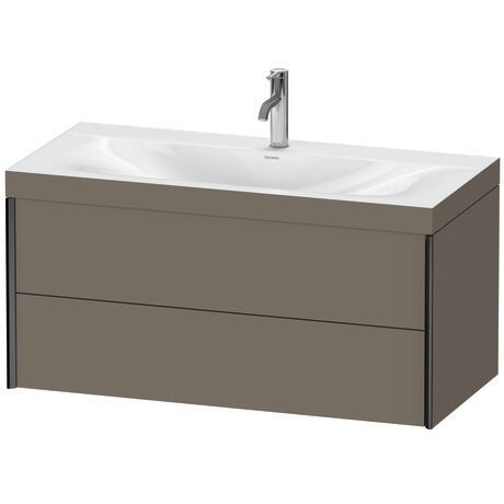 Duravit Xviu 39" x 20" x 19" Two Drawer C-Bonded Wall-Mount Vanity Kit With One Tap Hole, Flannel Gray (XV4616OB290C)