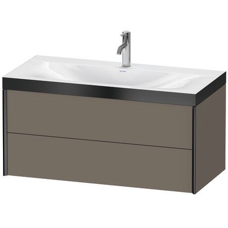 Duravit Xviu 39" x 20" x 19" Two Drawer C-Bonded Wall-Mount Vanity Kit With One Tap Hole, Flannel Gray (XV4616OB290P)