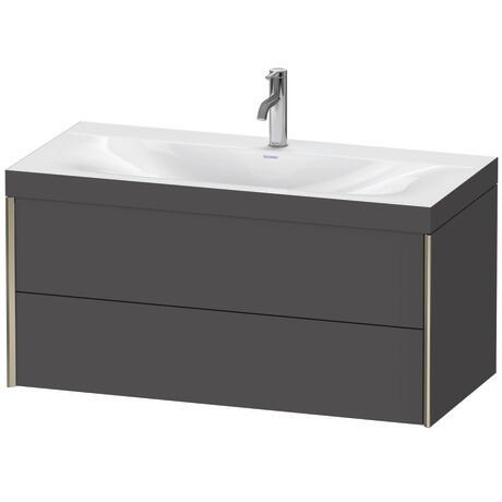 Duravit Xviu 39" x 20" x 19" Two Drawer C-Bonded Wall-Mount Vanity Kit With One Tap Hole, Graphite (XV4616OB149C)
