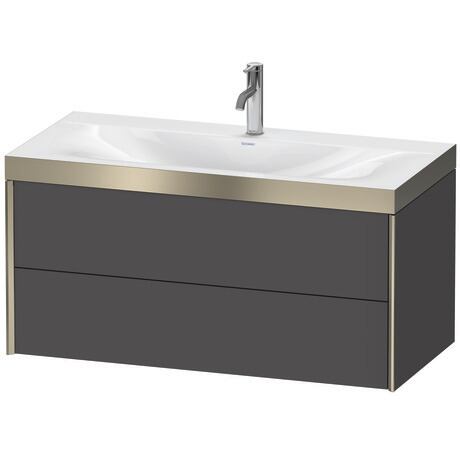 Duravit Xviu 39" x 20" x 19" Two Drawer C-Bonded Wall-Mount Vanity Kit With One Tap Hole, Graphite (XV4616OB149P)