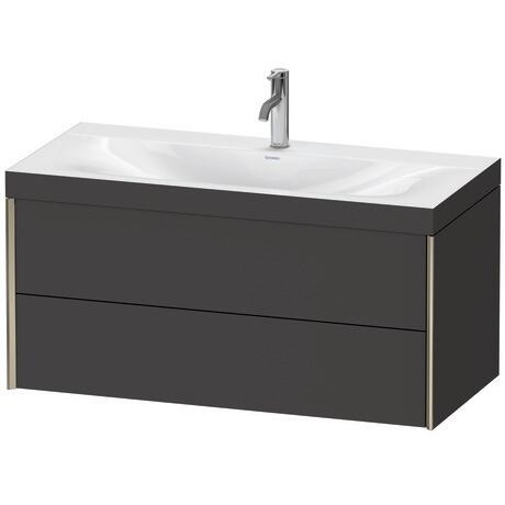 Duravit Xviu 39" x 20" x 19" Two Drawer C-Bonded Wall-Mount Vanity Kit With One Tap Hole, Graphite (XV4616OB180C)