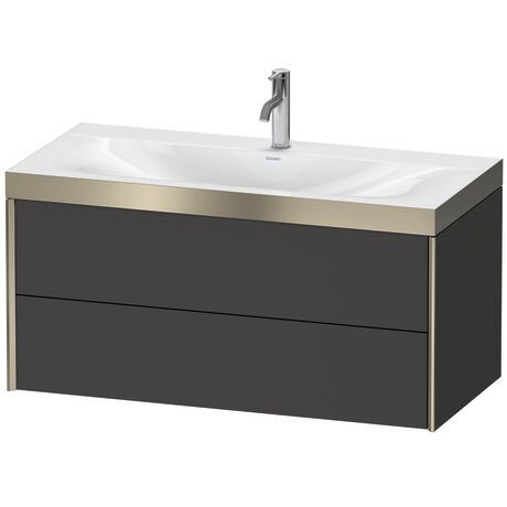 Duravit Xviu 39" x 20" x 19" Two Drawer C-Bonded Wall-Mount Vanity Kit With One Tap Hole, Graphite (XV4616OB180P)