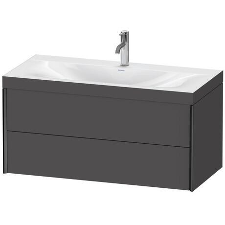 Duravit Xviu 39" x 20" x 19" Two Drawer C-Bonded Wall-Mount Vanity Kit With One Tap Hole, Graphite (XV4616OB249C)