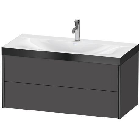 Duravit Xviu 39" x 20" x 19" Two Drawer C-Bonded Wall-Mount Vanity Kit With One Tap Hole, Graphite (XV4616OB249P)