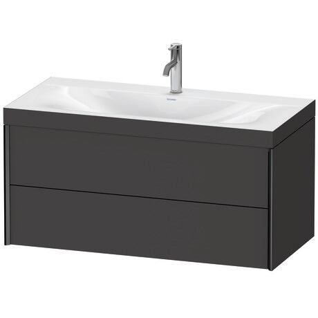 Duravit Xviu 39" x 20" x 19" Two Drawer C-Bonded Wall-Mount Vanity Kit With One Tap Hole, Graphite (XV4616OB280C)