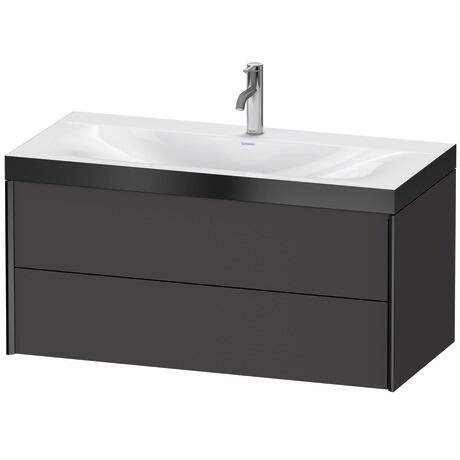 Duravit Xviu 39" x 20" x 19" Two Drawer C-Bonded Wall-Mount Vanity Kit With One Tap Hole, Graphite (XV4616OB280P)
