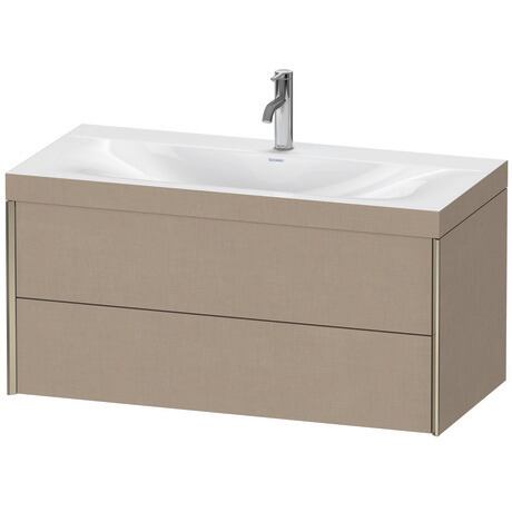 Duravit Xviu 39" x 20" x 19" Two Drawer C-Bonded Wall-Mount Vanity Kit With One Tap Hole, Linen (XV4616OB175C)