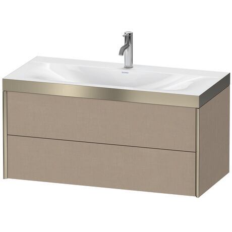 Duravit Xviu 39" x 20" x 19" Two Drawer C-Bonded Wall-Mount Vanity Kit With One Tap Hole, Linen (XV4616OB175P)
