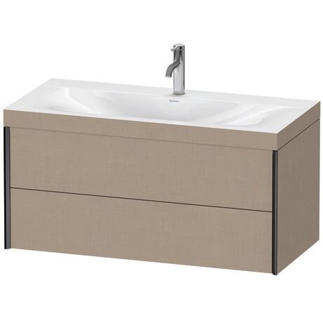 Duravit Xviu 39" x 20" x 19" Two Drawer C-Bonded Wall-Mount Vanity Kit With One Tap Hole, Linen (XV4616OB275C)