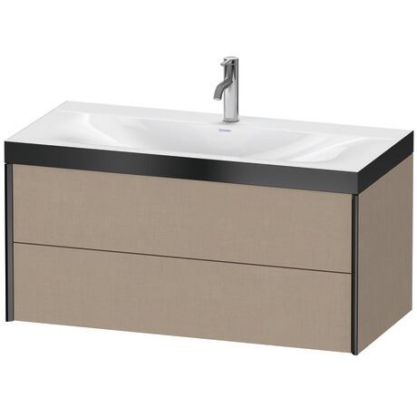 Duravit Xviu 39" x 20" x 19" Two Drawer C-Bonded Wall-Mount Vanity Kit With One Tap Hole, Linen (XV4616OB275P)