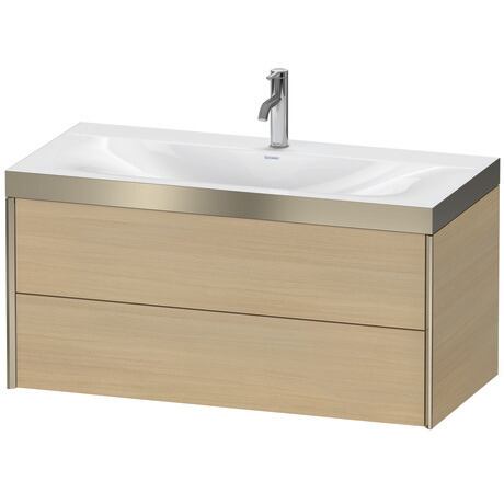 Duravit Xviu 39" x 20" x 19" Two Drawer C-Bonded Wall-Mount Vanity Kit With One Tap Hole, Mediterranean Oak (XV4616OB171P)