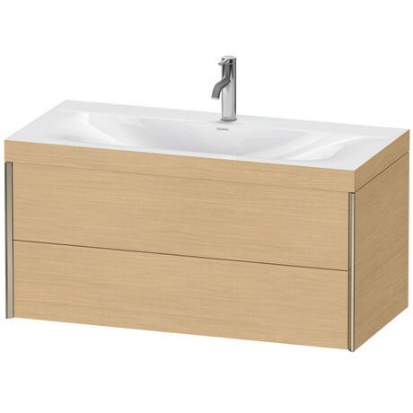Duravit Xviu 39" x 20" x 19" Two Drawer C-Bonded Wall-Mount Vanity Kit With One Tap Hole, Natural Oak (XV4616OB130C)