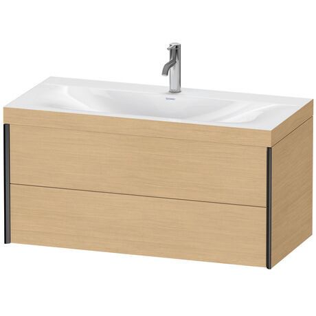 Duravit Xviu 39" x 20" x 19" Two Drawer C-Bonded Wall-Mount Vanity Kit With One Tap Hole, Natural Oak (XV4616OB230C)