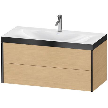 Duravit Xviu 39" x 20" x 19" Two Drawer C-Bonded Wall-Mount Vanity Kit With One Tap Hole, Natural Oak (XV4616OB230P)