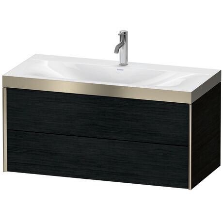 Duravit Xviu 39" x 20" x 19" Two Drawer C-Bonded Wall-Mount Vanity Kit With One Tap Hole, Oak Black (XV4616OB116P)