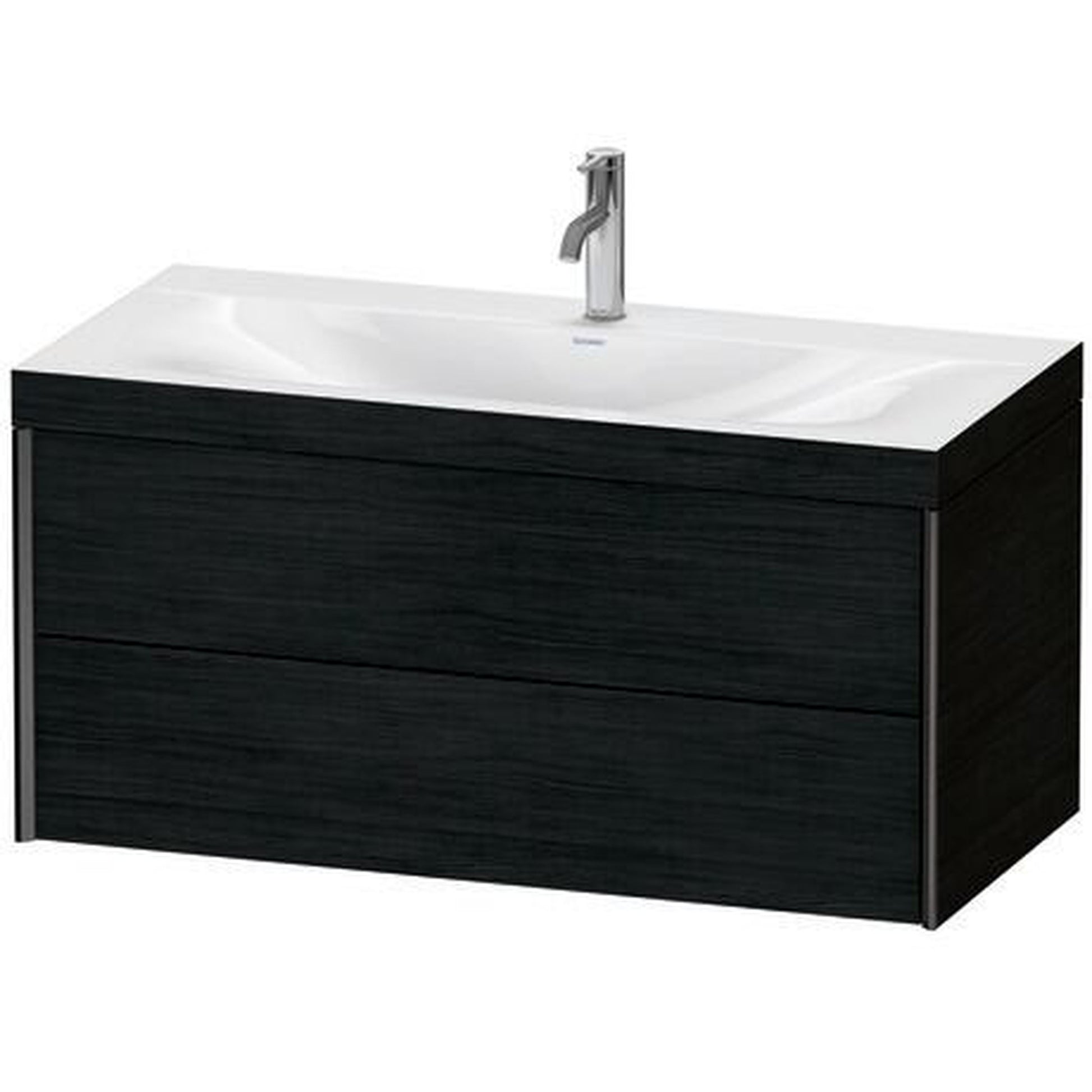 Duravit Xviu 39" x 20" x 19" Two Drawer C-Bonded Wall-Mount Vanity Kit With One Tap Hole, Oak Black (XV4616OB216C)