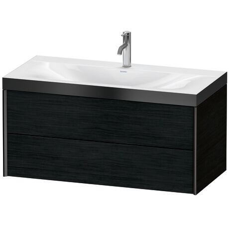 Duravit Xviu 39" x 20" x 19" Two Drawer C-Bonded Wall-Mount Vanity Kit With One Tap Hole, Oak Black (XV4616OB216P)