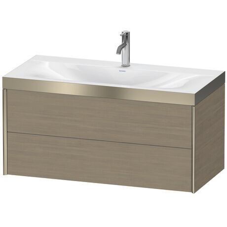 Duravit Xviu 39" x 20" x 19" Two Drawer C-Bonded Wall-Mount Vanity Kit With One Tap Hole, Oak Terra (XV4616OB135P)