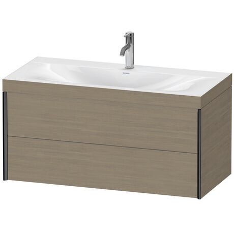 Duravit Xviu 39" x 20" x 19" Two Drawer C-Bonded Wall-Mount Vanity Kit With One Tap Hole, Oak Terra (XV4616OB235C)