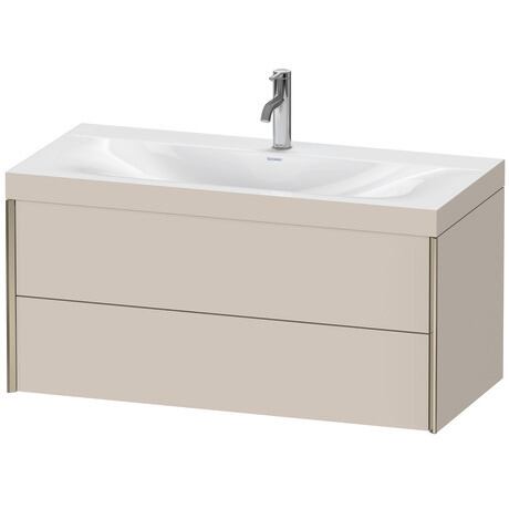 Duravit Xviu 39" x 20" x 19" Two Drawer C-Bonded Wall-Mount Vanity Kit With One Tap Hole, Taupe (XV4616OB191C)