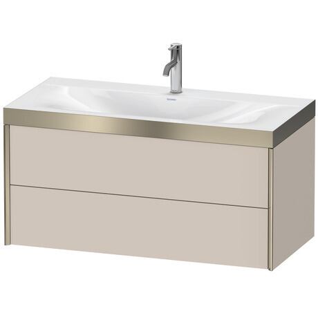 Duravit Xviu 39" x 20" x 19" Two Drawer C-Bonded Wall-Mount Vanity Kit With One Tap Hole, Taupe (XV4616OB191P)