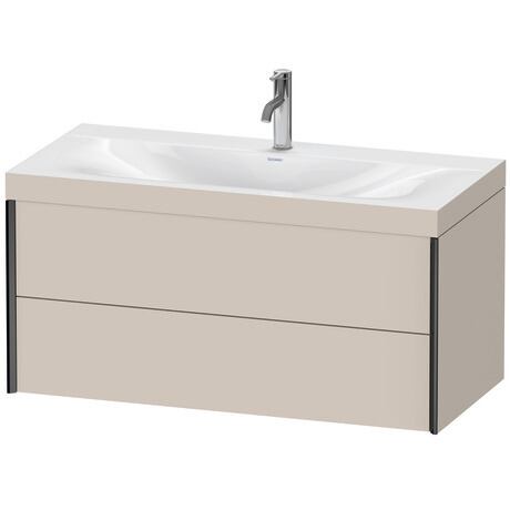 Duravit Xviu 39" x 20" x 19" Two Drawer C-Bonded Wall-Mount Vanity Kit With One Tap Hole, Taupe (XV4616OB291C)