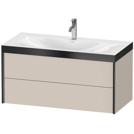 Duravit Xviu 39" x 20" x 19" Two Drawer C-Bonded Wall-Mount Vanity Kit With One Tap Hole, Taupe (XV4616OB291P)