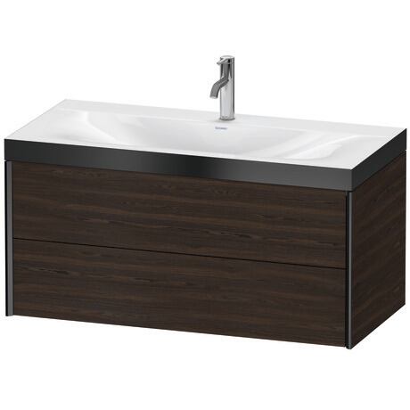 Duravit Xviu 39" x 20" x 19" Two Drawer C-Bonded Wall-Mount Vanity Kit With One Tap Hole, Walnut Brushed (XV4616OB269P)