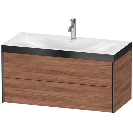 Duravit Xviu 39" x 20" x 19" Two Drawer C-Bonded Wall-Mount Vanity Kit With One Tap Hole, Walnut (XV4616OB279P)