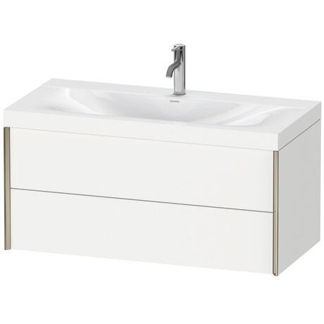 Duravit Xviu 39" x 20" x 19" Two Drawer C-Bonded Wall-Mount Vanity Kit With One Tap Hole, White (XV4616OB118C)