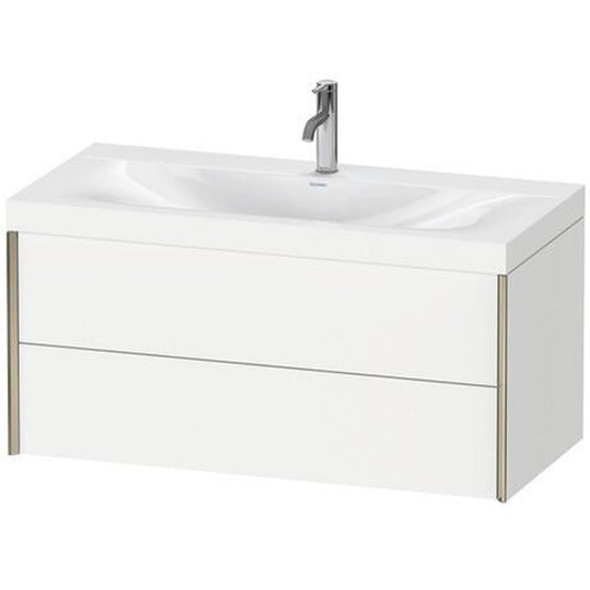 Duravit Xviu 39" x 20" x 19" Two Drawer C-Bonded Wall-Mount Vanity Kit With One Tap Hole, White (XV4616OB118C)