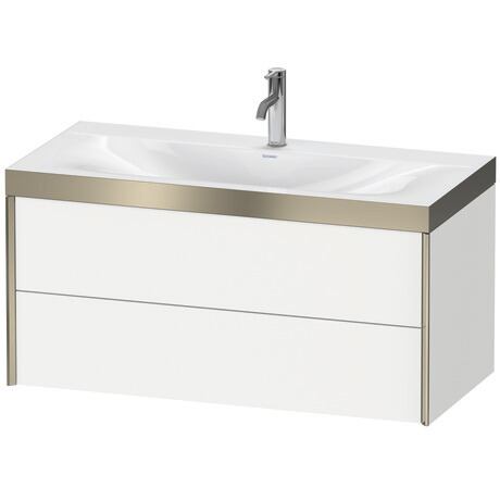 Duravit Xviu 39" x 20" x 19" Two Drawer C-Bonded Wall-Mount Vanity Kit With One Tap Hole, White (XV4616OB118P)