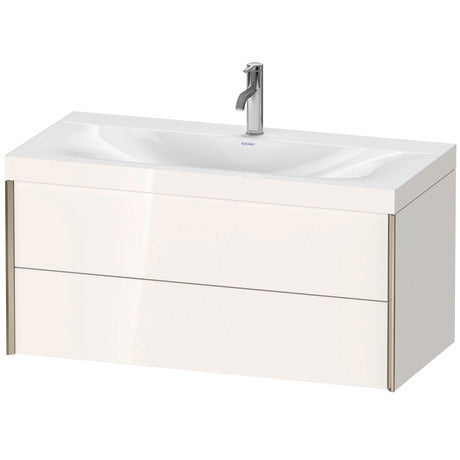 Duravit Xviu 39" x 20" x 19" Two Drawer C-Bonded Wall-Mount Vanity Kit With One Tap Hole, White (XV4616OB122C)