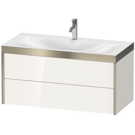 Duravit Xviu 39" x 20" x 19" Two Drawer C-Bonded Wall-Mount Vanity Kit With One Tap Hole, White (XV4616OB122P)