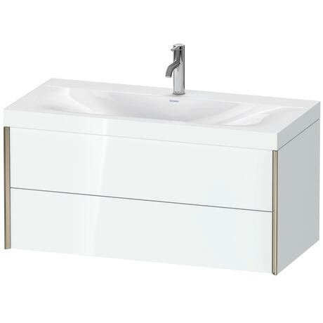 Duravit Xviu 39" x 20" x 19" Two Drawer C-Bonded Wall-Mount Vanity Kit With One Tap Hole, White (XV4616OB185C)
