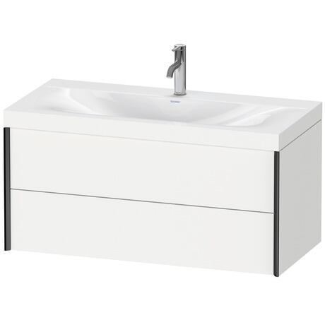 Duravit Xviu 39" x 20" x 19" Two Drawer C-Bonded Wall-Mount Vanity Kit With One Tap Hole, White (XV4616OB218C)