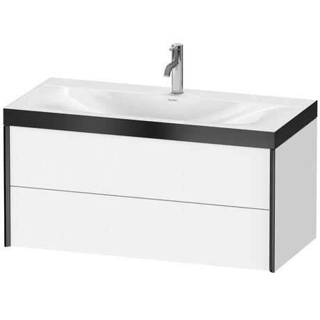 Duravit Xviu 39" x 20" x 19" Two Drawer C-Bonded Wall-Mount Vanity Kit With One Tap Hole, White (XV4616OB218P)