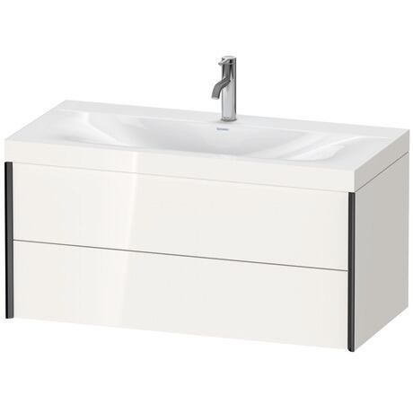 Duravit Xviu 39" x 20" x 19" Two Drawer C-Bonded Wall-Mount Vanity Kit With One Tap Hole, White (XV4616OB222C)