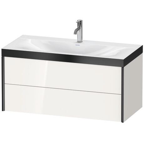 Duravit Xviu 39" x 20" x 19" Two Drawer C-Bonded Wall-Mount Vanity Kit With One Tap Hole, White (XV4616OB222P)