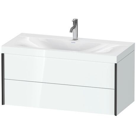 Duravit Xviu 39" x 20" x 19" Two Drawer C-Bonded Wall-Mount Vanity Kit With One Tap Hole, White (XV4616OB285C)
